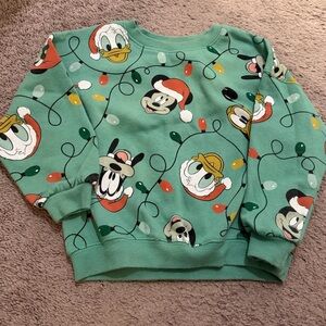 Disney Green Sweatshirt with Mickey and Donald Christmas Design